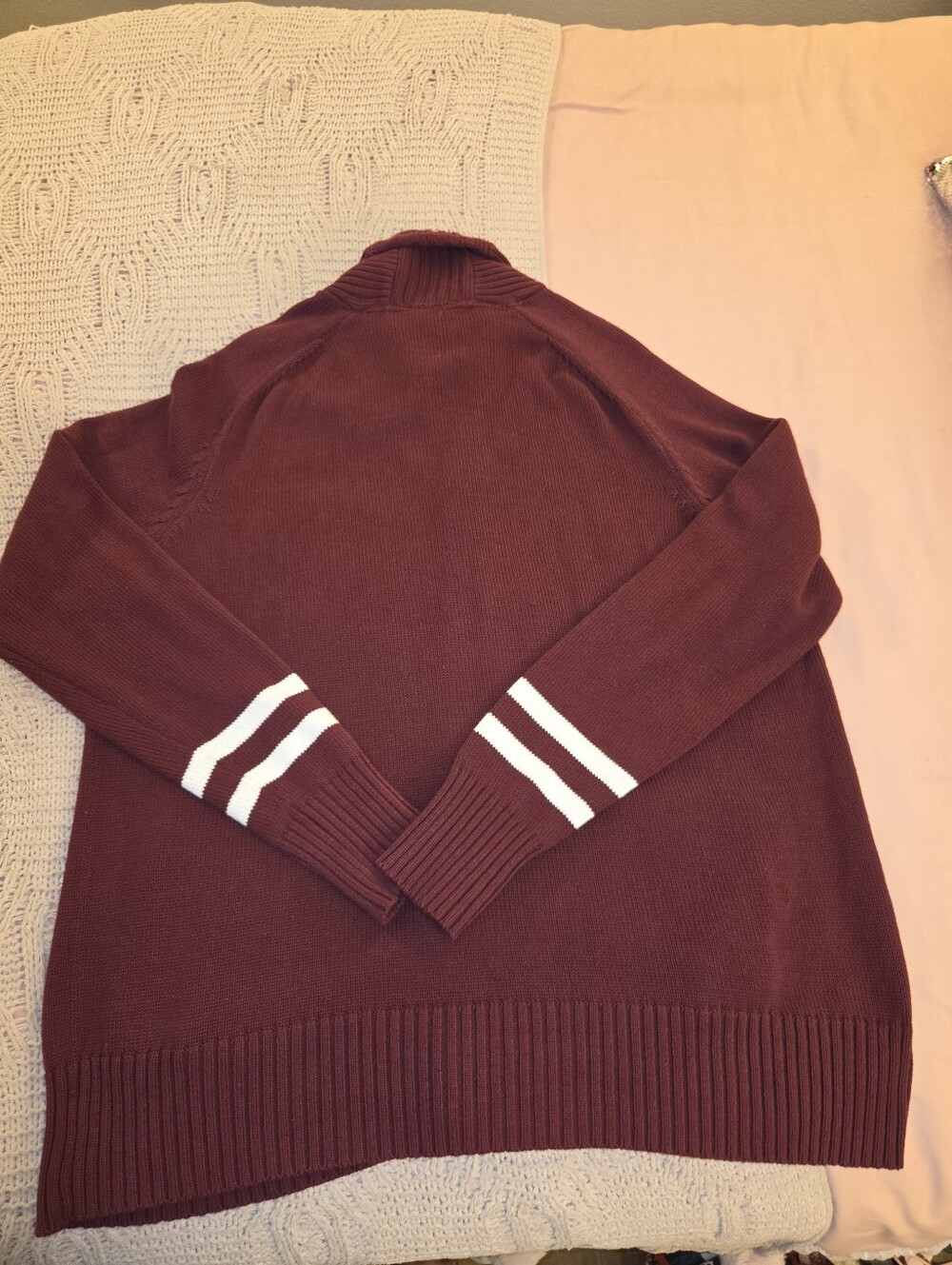 Men's Rocaware Shawl Collar Button Cardigan Sweater - Maroon Vintage #y2k - Picture 5 of 5